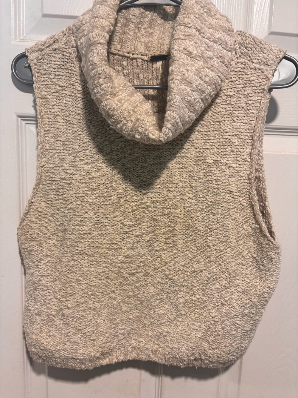 Free People Cream Chunky Sleeveless Cowl Neck Sweater